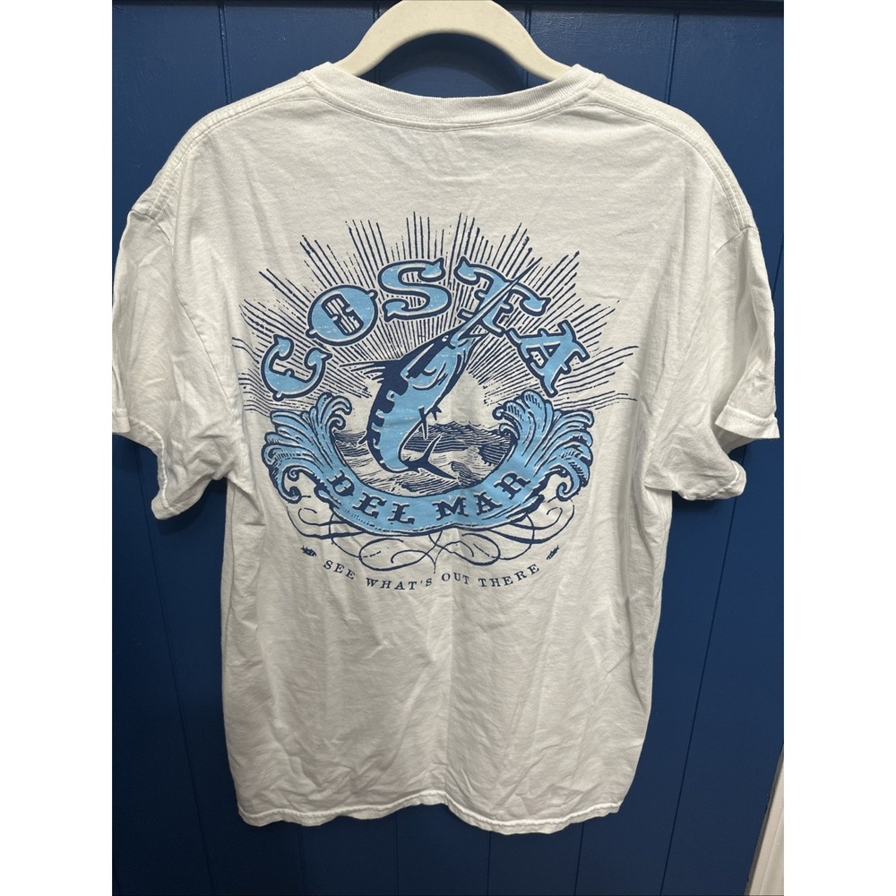 Costa Del Mar T-Shirt Men's Medium fishing see what's out there, White And Blue